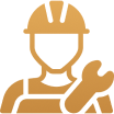Repairman wearing hard hat symbol
