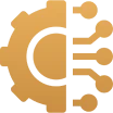 Gear and circuit board icon